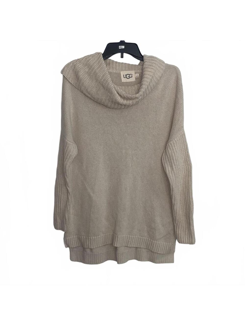 UGG Cotton Cashmere Cowl Neck Sweater Small Beige Cozy Luxury Knit
